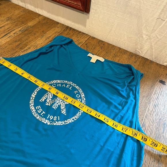 MICHAEL KORS Sleeveless Logo Top – Teal Blue – Size L - Picture 3 of 7